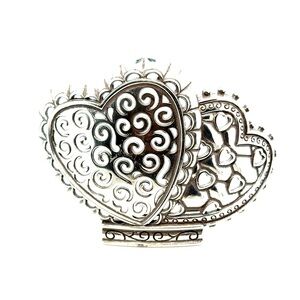 Brighton Silver-Tone Double Heart Filigree‎ Accessory